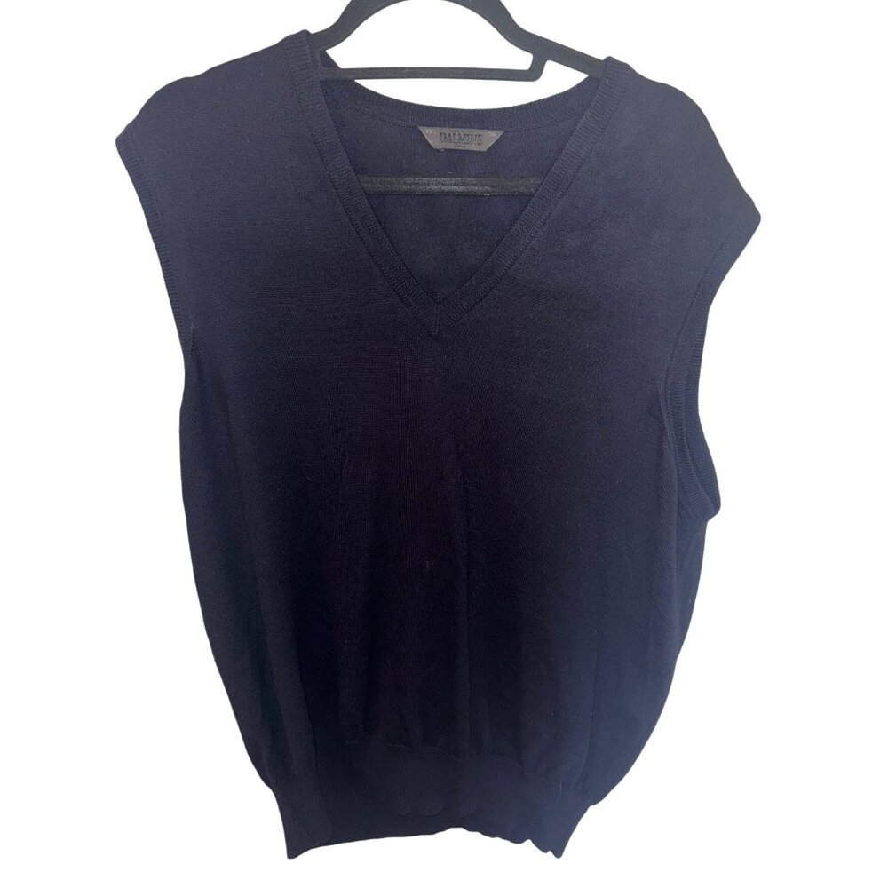Dalmine Lana Merino Extra Fine Wool Sleeveless V-Neck Sweater Vest Made In Italy